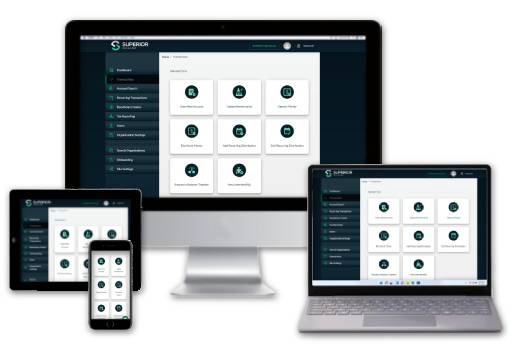 Laptop, desktop, and mobile views of superior application